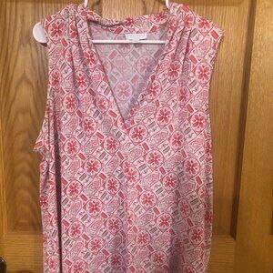 Charter Club Coral/Tan women's sleeveless blouse 2X